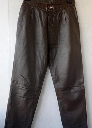 Штани з натуральної шкіри темно-коричневі 48 розмір