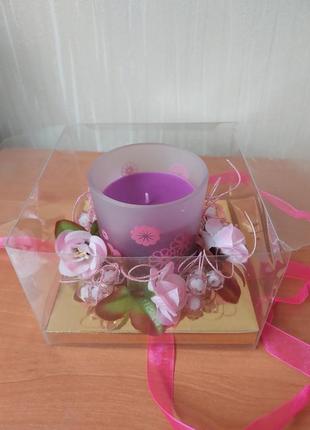 Декоративная свічка на подарок / красивый декор для дома / подарочная свечка3 фото