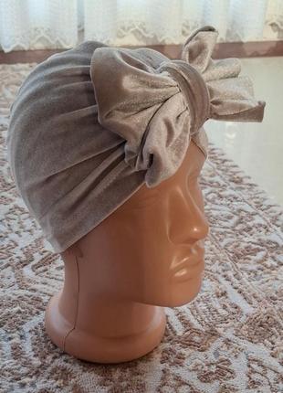 Шапка с бантом, чалма, бархат