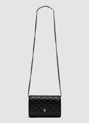 Chanel classic wallet on chain black/silver