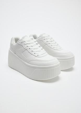 Кеды белые на платформе zara new