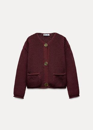 Кардиган женский бордовый толстый zara new4 фото