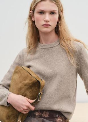 Шерстяной бежевый свитер женский zara new2 фото