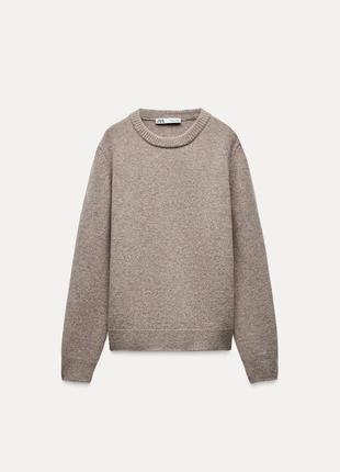 Шерстяной бежевый свитер женский zara new5 фото