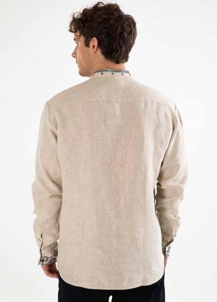 Эксклюзивная дизайнерская мужская льняная вышиванка ( 100% лен)
