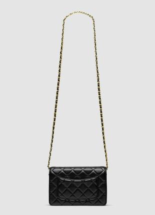 Chanel classic wallet on chain black/gold3 фото