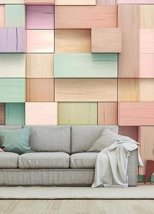 Флизелиновые фотообои "красочные деревянные кубы", декор для спальни,гостинной,детской комнаты