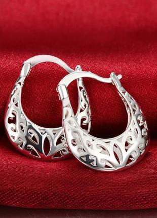 Серьги серебро кольца ажурные маленькие silver ♥️