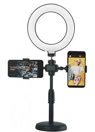 Кільцева led-лампа refil light 16 см на круглому штативі з 2 тримачами — l-16