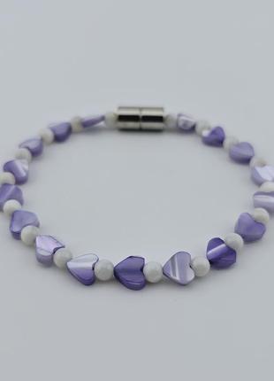 Браслет из фиолетового перламутра с магнитной застежкой
