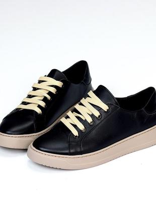 Кеди "tilda", чорний/моко, натуральна шкіра