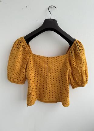 Топ блуза прошва яркого горчичного цвета от h&amp;m7 фото