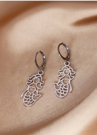 Серебристые серьги "русалка"
