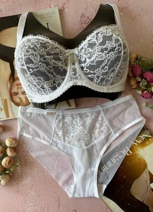 80/85/90/95c жіноча білизна комплект трусики і бюстгальтер на чашку d білий