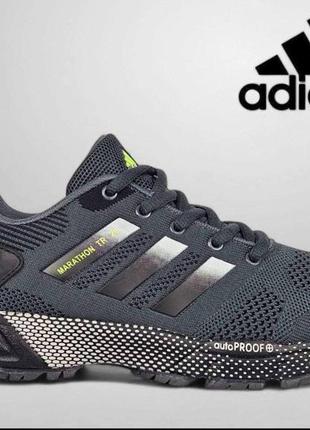 Мужские кроссовки весна/лето adidas marahfon текстильные дышащие темно-зеленые р 41-46