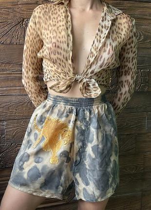 Трендові шорти труси з натурального шовку з акцентним малюнком