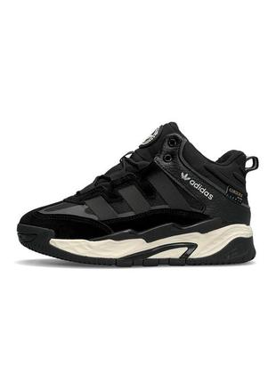 Adidas originals niteball high all black white fur
