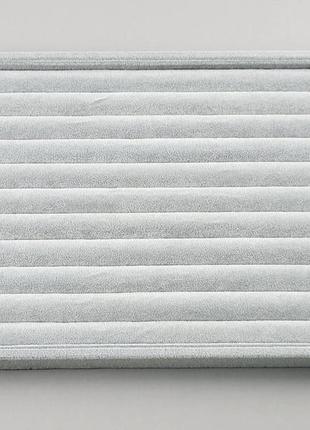 Планшет-витрина для колец и сережек серого цвета (флокированная), ширина 35 см.