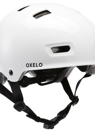 Защитный шлем для роликов скейтборда самоката oxelo mf500 ( s 52 - 55 см) белый