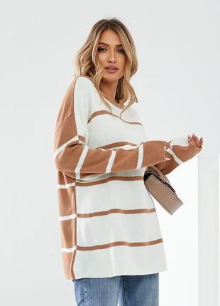 Светр оверсайз у смужку 50% вовна
