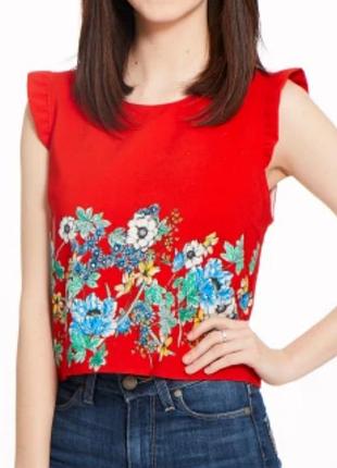 Топ красный с цветами zara