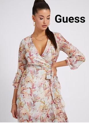 Оригинальное невероятное длинное нарядное платье на запах от guess
