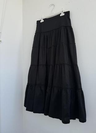 Длинная ярусная юбка divided by h&amp;m из плотного хлопка4 фото