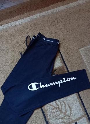 Champion черные лосины с принтом талия на резинке