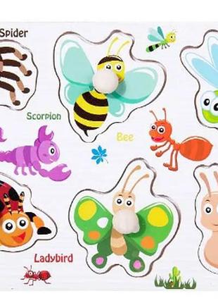 Дерев'яна гра рамка-вкладиш комахи 64653 дошка