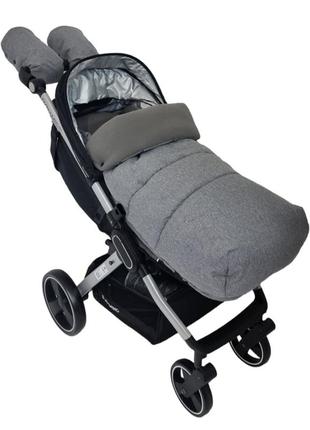 Конверт в коляску  футмуф  розмір 100х50 світло-сірий меланж