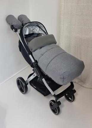 Конверт в коляску  футмуф  розмір 100х50 світло-сірий меланж2 фото