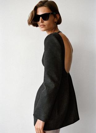 Платье женское темно-серое открытое спинка zara new