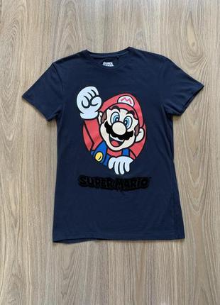 Мужская хлопковая футболка c принтом super mario