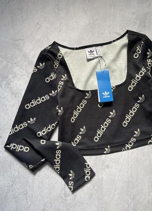 Топ film adidas вкорочений чорний мультилого оригінал адідас лонг лонгслів