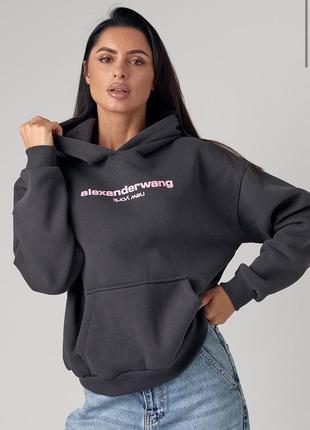 Тепле худі з написом alexander wang
