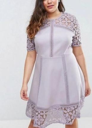 ❗sale❗лілова сукня зі вставками мережива #750#