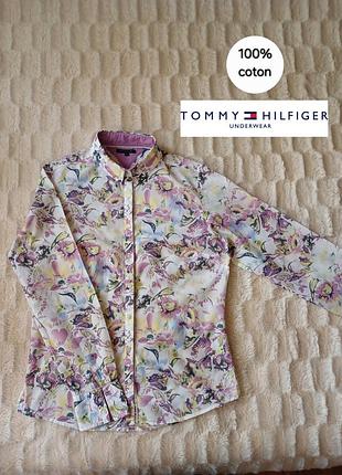Рубашка блуза из хлопка в цветы tommy hilfiger
