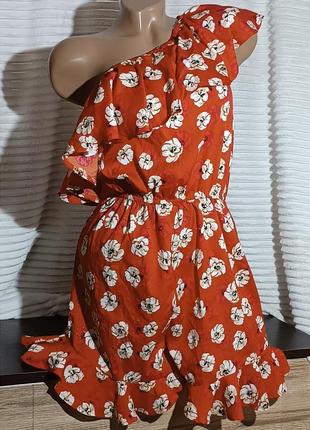 Ромпер летний легкий с рюшами на одно плечо, комбинезон женский с шортами мини в стиле прованс