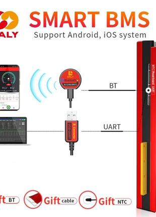 Bms smart плата daly для lifepo4 аккумуляторов 24v 8s 120a симметрия с bluetooth (bms контроллер, бмс плата)10 фото