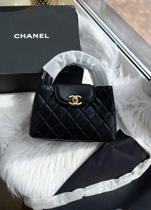 Брендовая кожаная сумочка chanel черная сумка