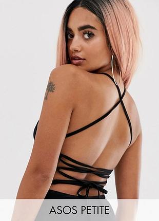 Каттоновышей черный боди на невысокий рост asos
