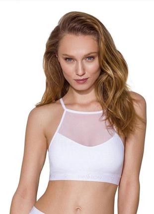 Спортивный топ с прозрачной вставкой passion ps006 top m, white