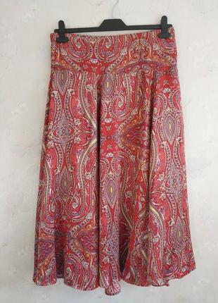 Жіноча шовкова спідниця madeleine uk18 52р., xxl, сонце, максі, шовк бордова