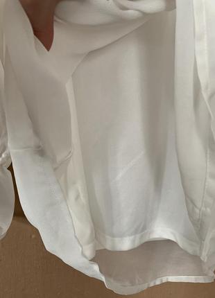 Элегантная блуза туника с длинными рукавами белая8 фото