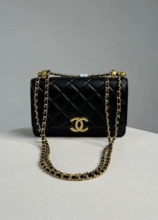 Chanel calfskin quilted perfect fit wallet on chain black/gold3 фото