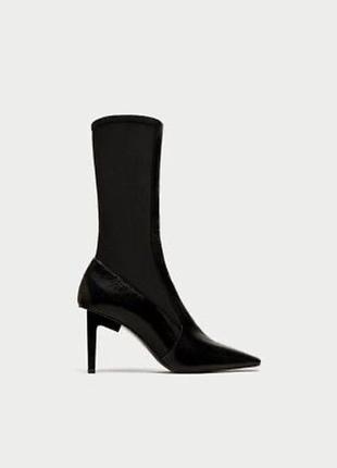 Ботильоны zara, черного цвета