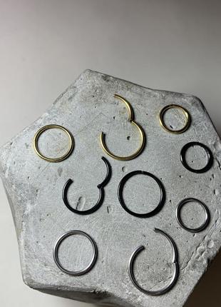 Титановий пірсинг титанова сережка у вухо кільце чорне кільце в ніс