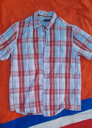 Мужская рубашка в клетку на короткий рукав