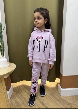 Костюм  в стиле zara kids cap для девочки 1,5-2,2-3,3-4, 4-5 лет в фиолетовом цвете minnie mouse.