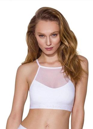 Спортивний топ з прозорою вставкою passion ps006 top xl, white